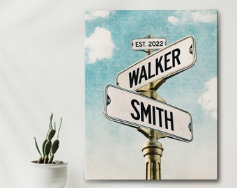 Personalized Name Street Sign, Custom Intersection Sign for Couple, Unique Housewarming Gift, Engagement Gift or Wedding Shower Gift