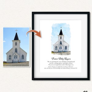 Pastor Leaving Gift with Your Church Picture, Priest Appreciation Gift, Pastor Anniversary Gift, Reverend Gift, Religious Retirement Gift