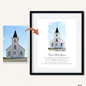 Pastor Leaving Gift with Your Church Picture, Priest Appreciation Gift, Pastor Anniversary Gift, Reverend Gift, Religious Retirement Gift