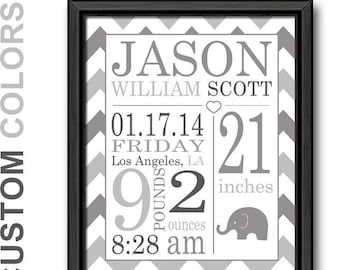 birth announcement wall art gray, personalized baby gifts, birth stats, baby stats, baby keepsake, baby nursery prints, baby room decor