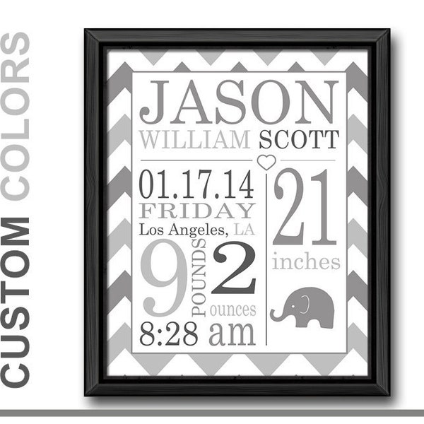 birth announcement wall art gray, personalized baby gifts, birth stats, baby stats, baby keepsake, baby nursery prints, baby room decor