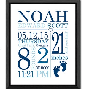 custom baby announcement, birth announcement wall art, birth date print, new baby decor, baby birth stats, newborn baby gifts, birth print