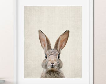 Bunny nursery decor, Rabbit Print, Baby animal nursery, Animal nursery canvas art, Woodland animal prints, Bunny decor Print/Canvas/Digi