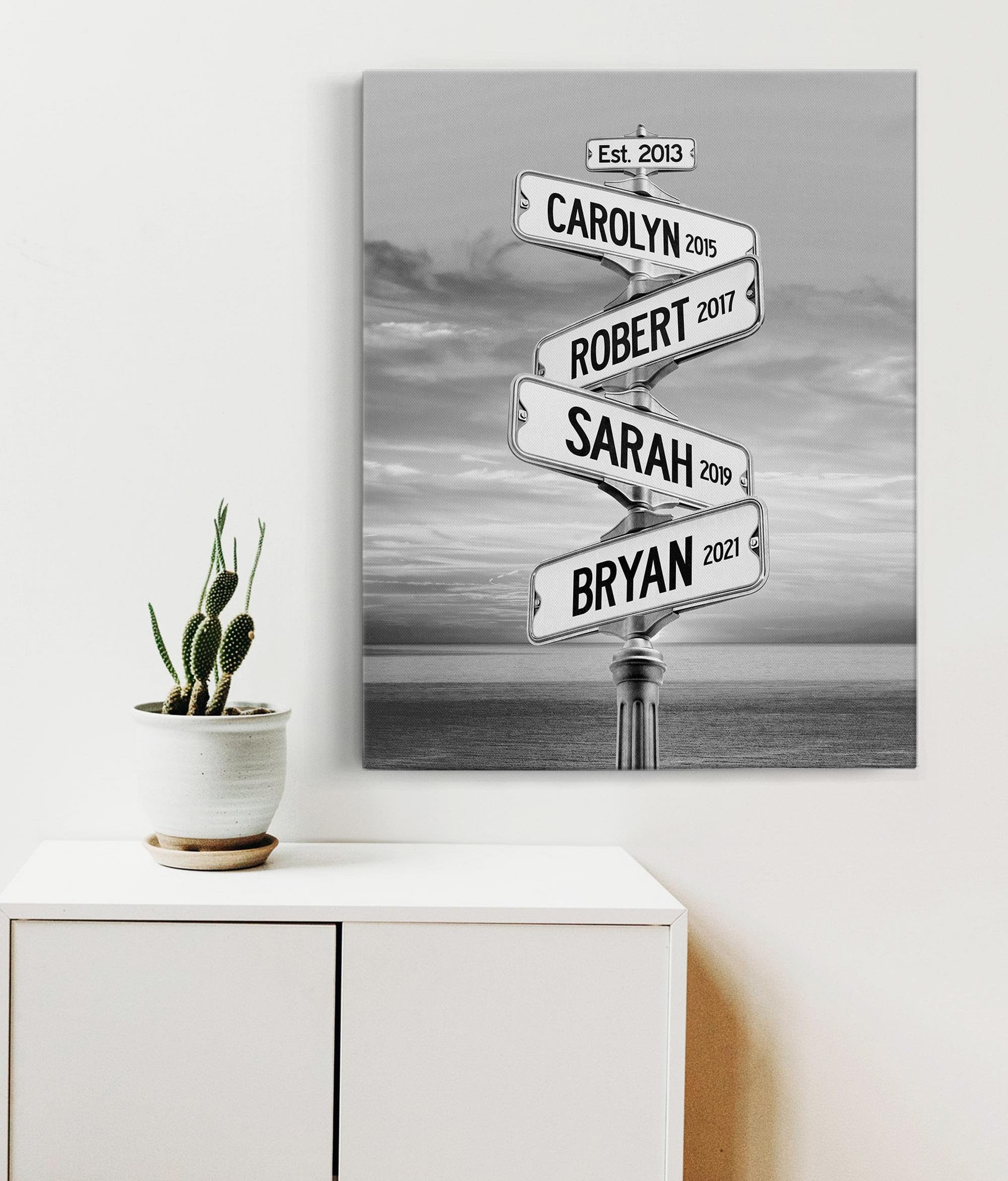 Personalized Family Street Sign Canvas, Mothers Day Gift With Names and ...