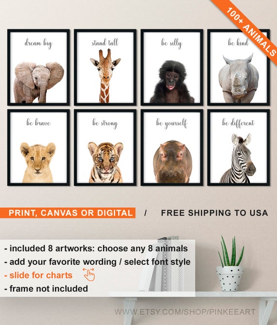 modern jungle nursery art with inspirational quotes baby zoo etsy