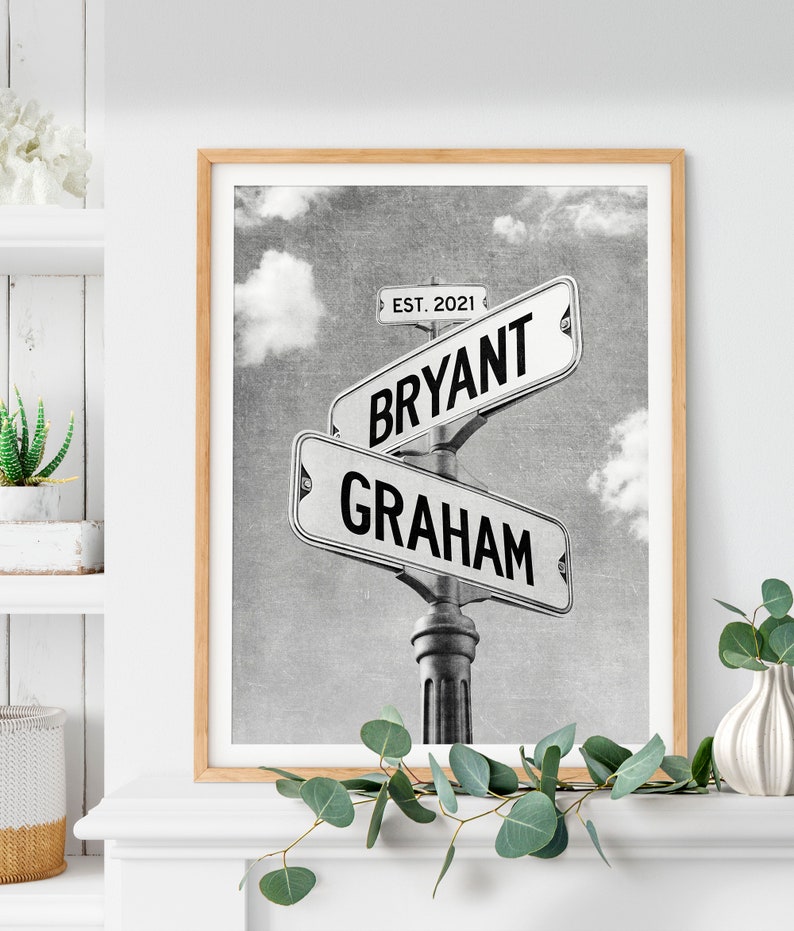 Street Sign Engagement Gift for Couple with Names for Home Decor, Wedding Gift for Couple, Fiance Valentines Day Gift, Bridal Shower Gift image 6