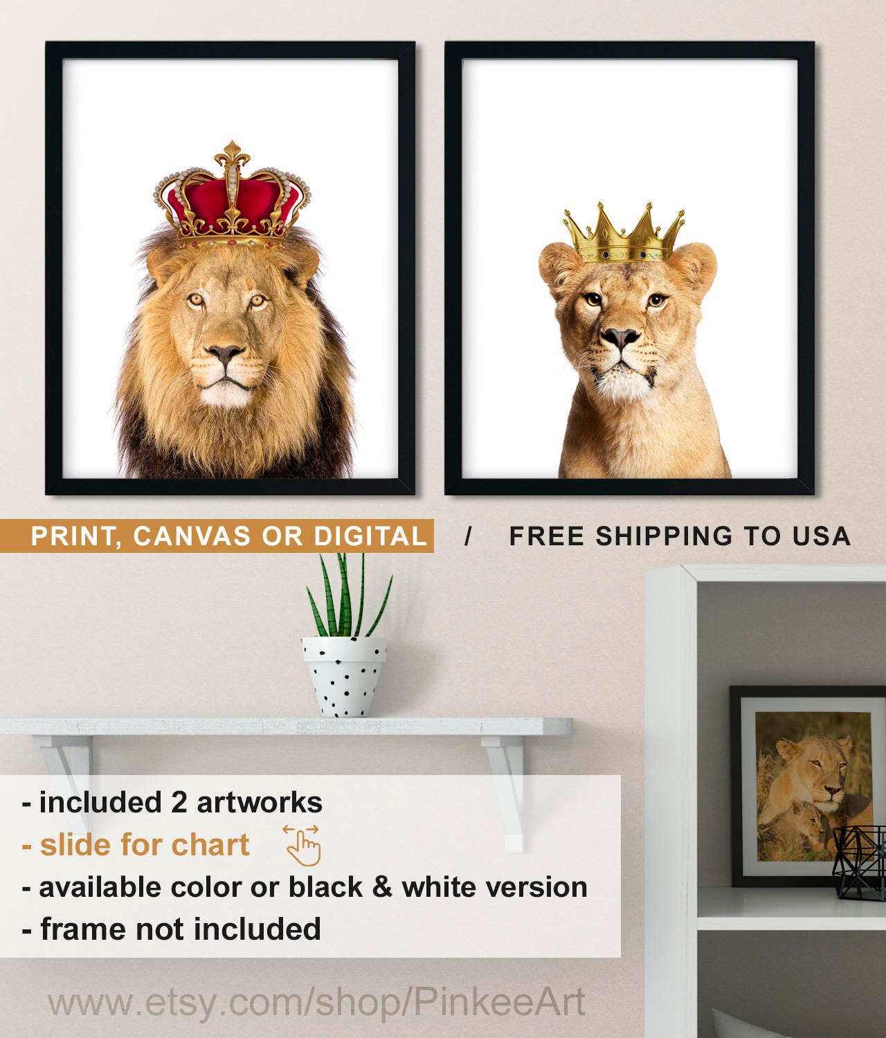 Arte mural de leones y leonas pareja de leones con cuadros de - Etsy México Arte mural de leones y leonas pareja de leones con cuadros de - Etsy México