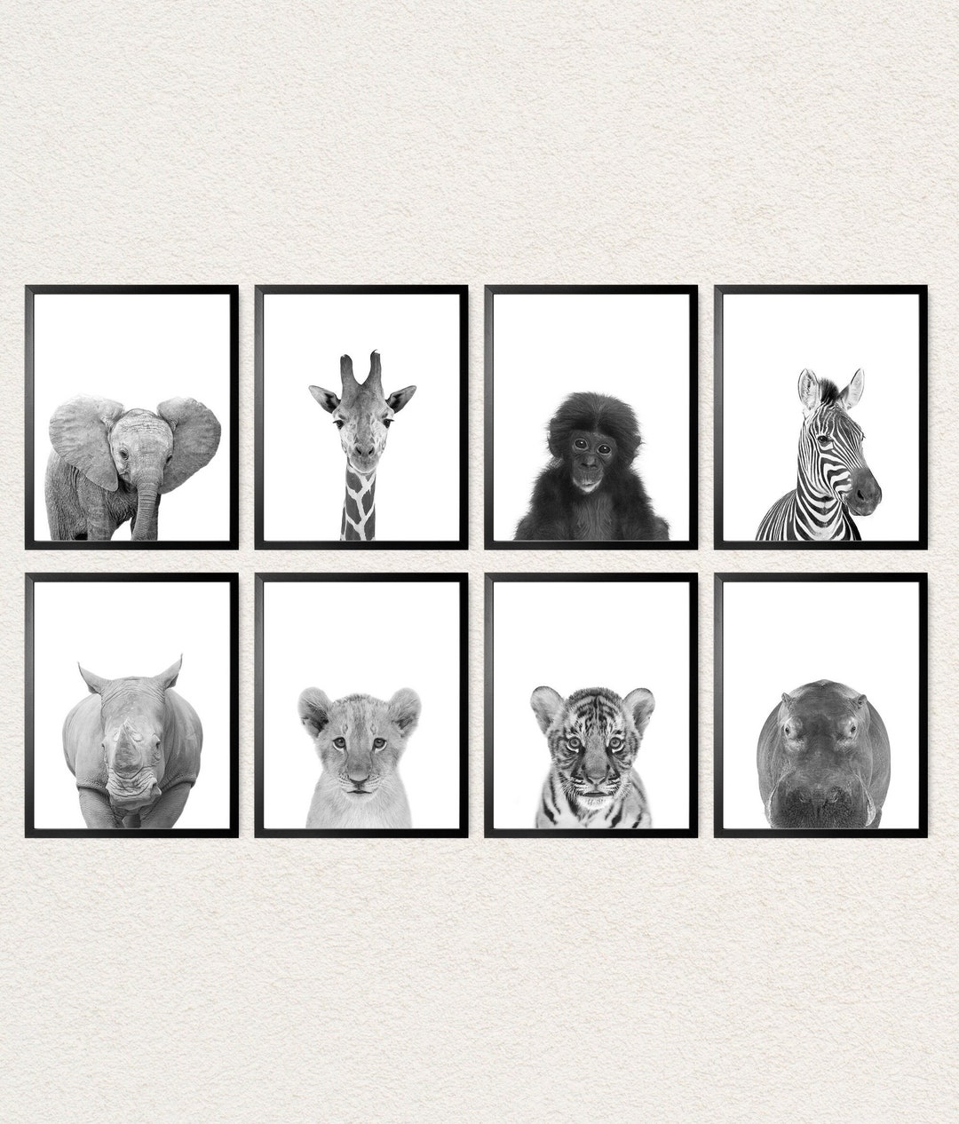 Safari Baby Animal Prints Black and White or Color, Jungle Animal ...