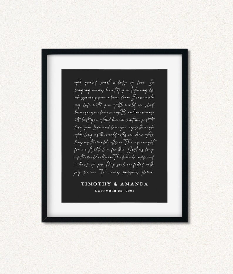Custom Text Wall Art Custom Poem Print Personalized Wedding Etsy