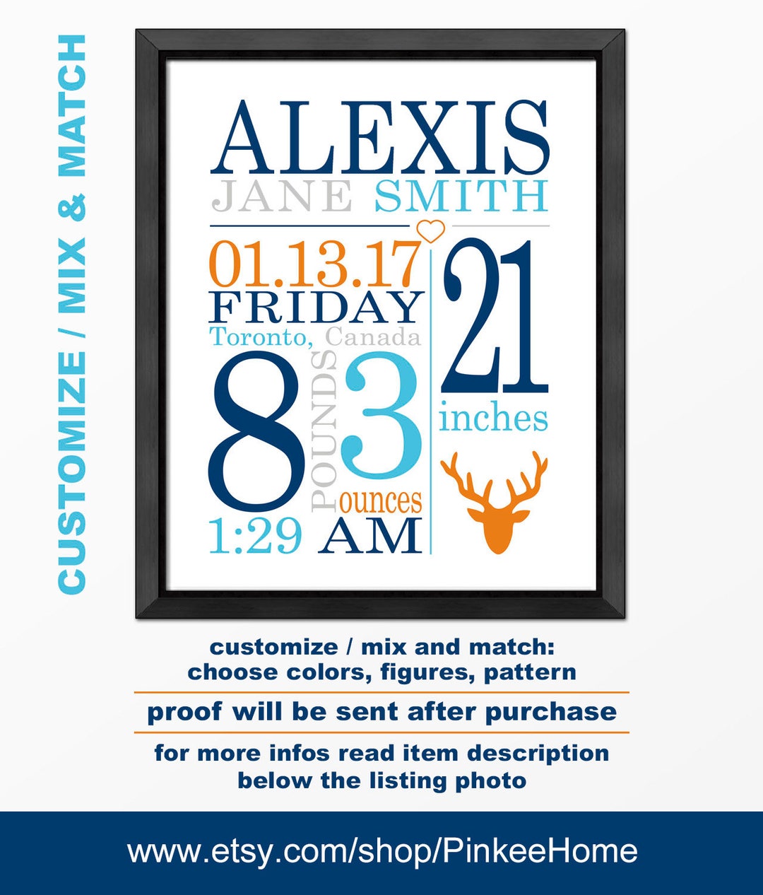 Woodland baby decor personalized deer antler baby boy nursery Etsy.de