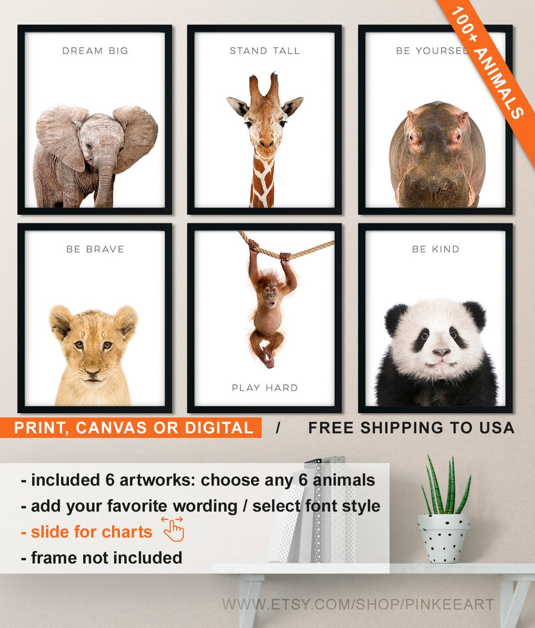 Zoo Animal Nursery Prints: Inspirational Baby Animal Wall Art (set of 6 ...