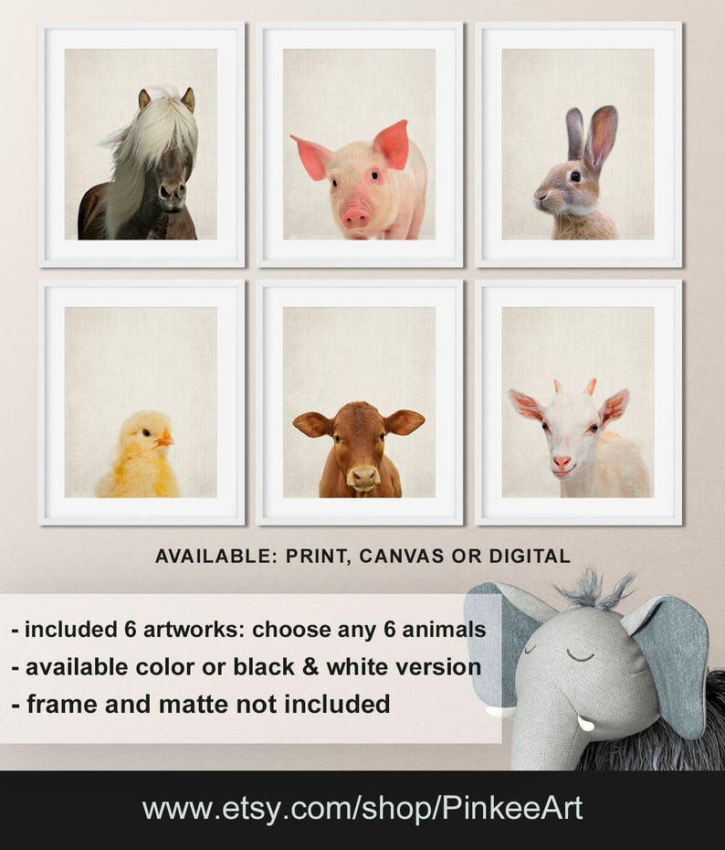 Baby Farm Animal Pictures Farm Animals Nursery Art Nursery Etsy