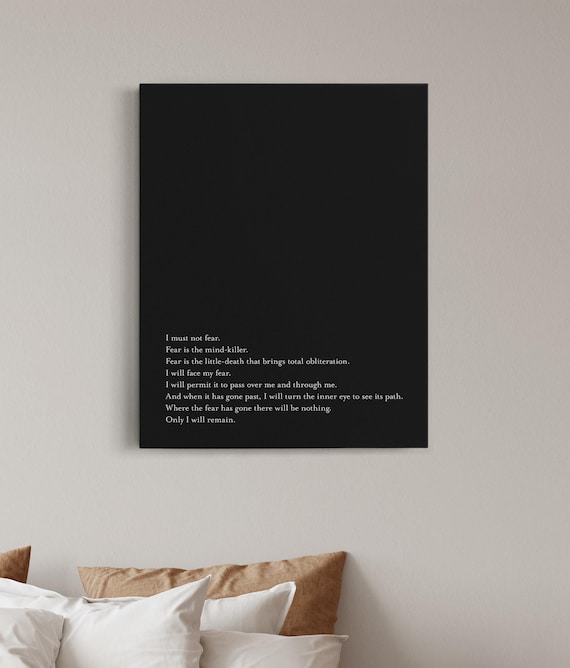 I Must Not Fear Quote, Mental Strength Empowerment Men Decor, Resilience Quote