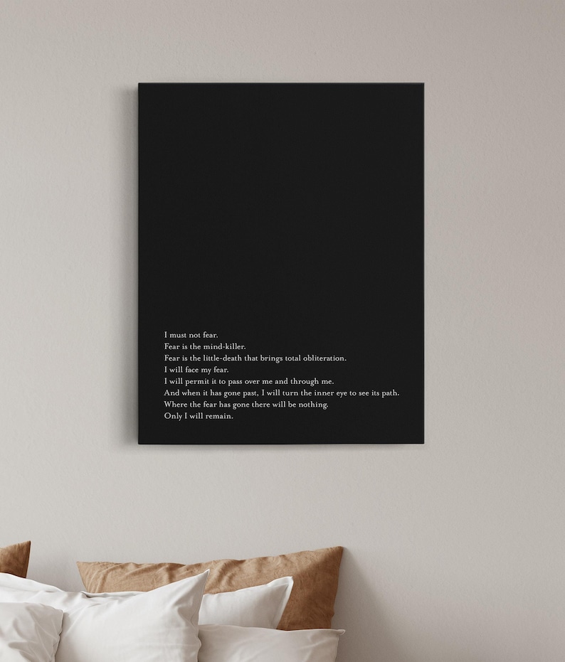 I Must Not Fear Quote, Mental Strength Empowerment Men Decor, Resilience Quote image 1