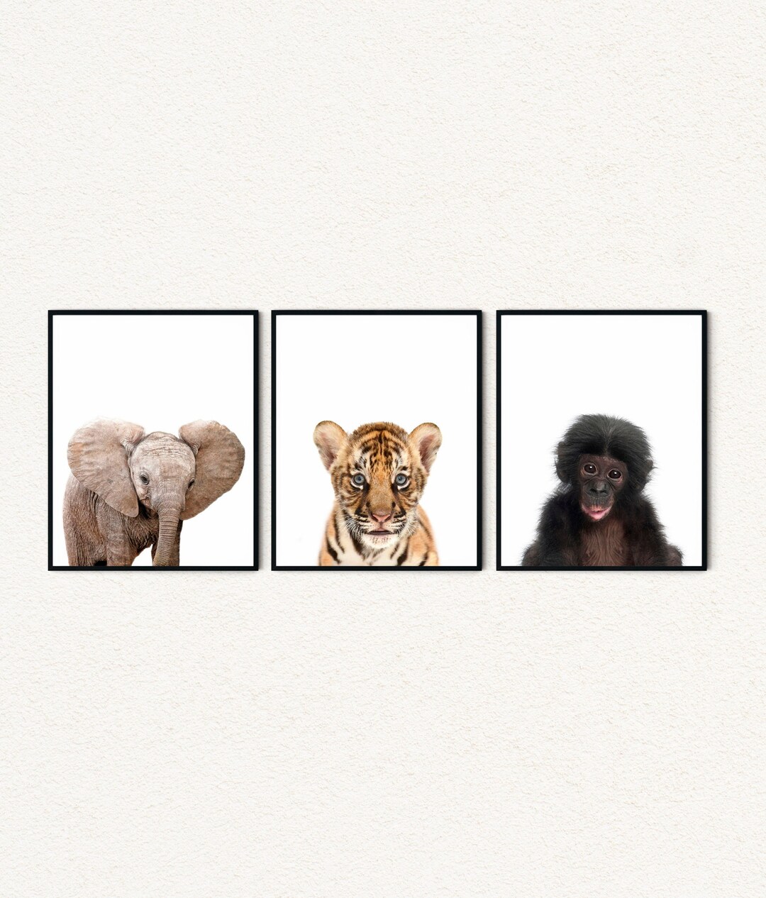 Safari Baby Animals for Neutral Nursery Decor, Baby Animal Canvas Art
