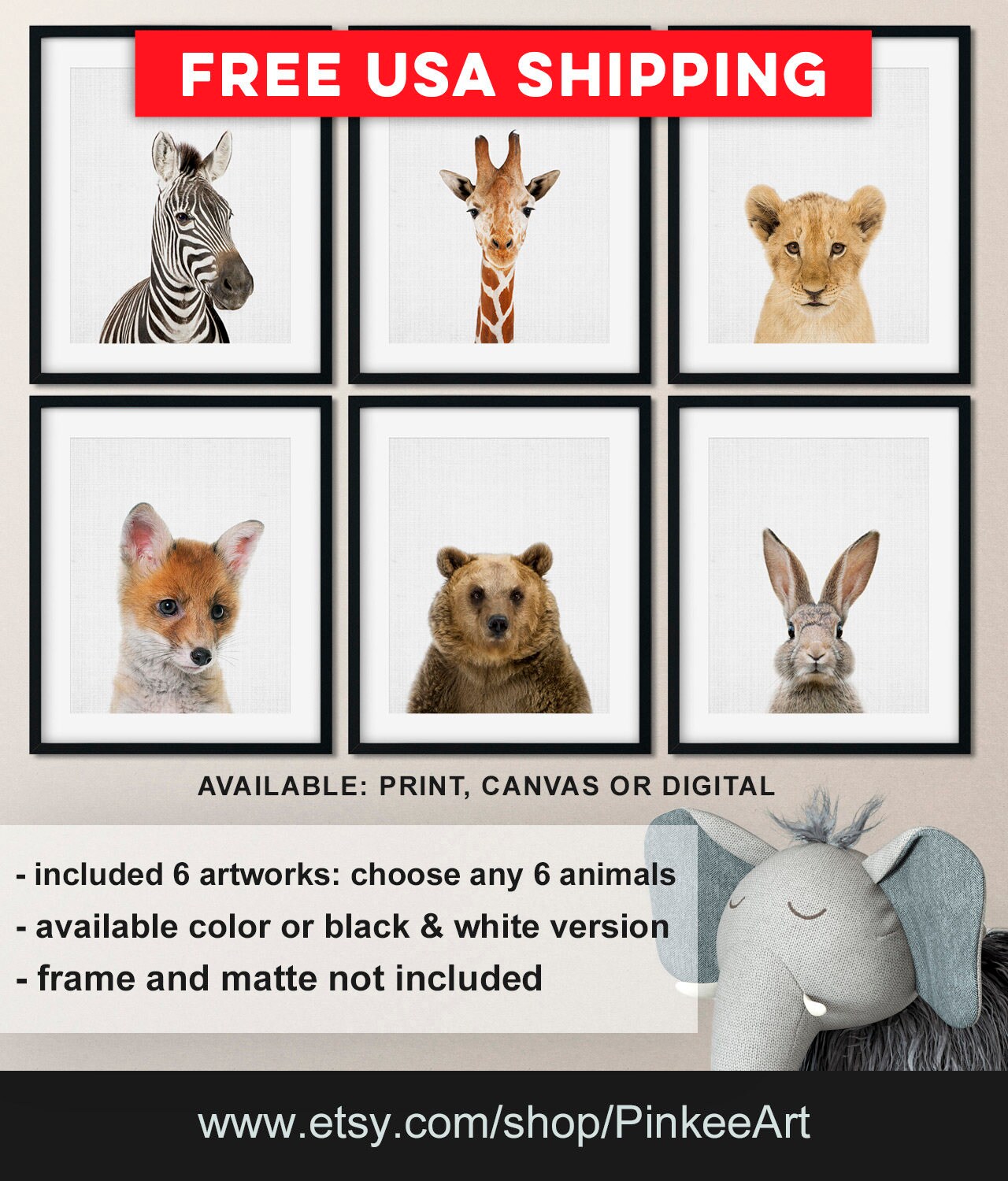 Best Selling Baby Items Animal Prints Nursery Baby animal Etsy