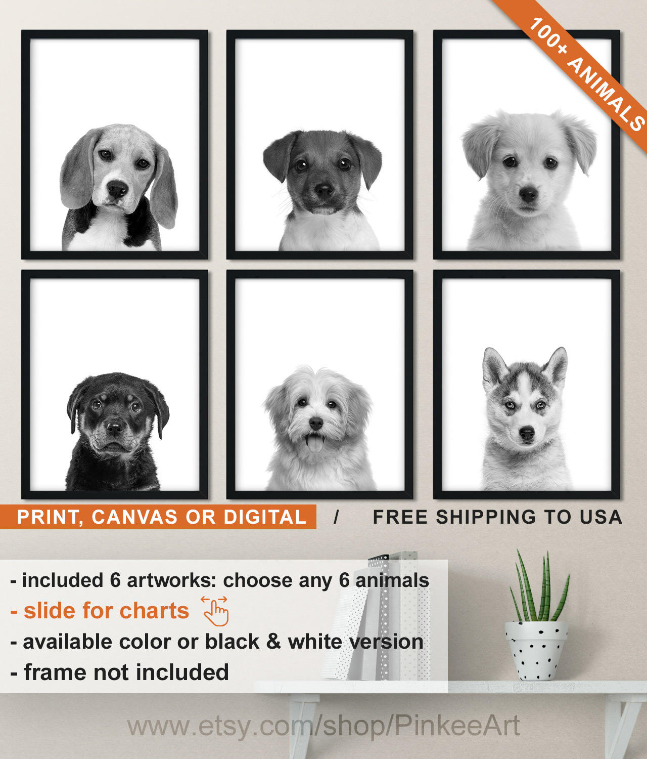 Buy Black and White Puppy Prints Black and White Dog Art Puppy