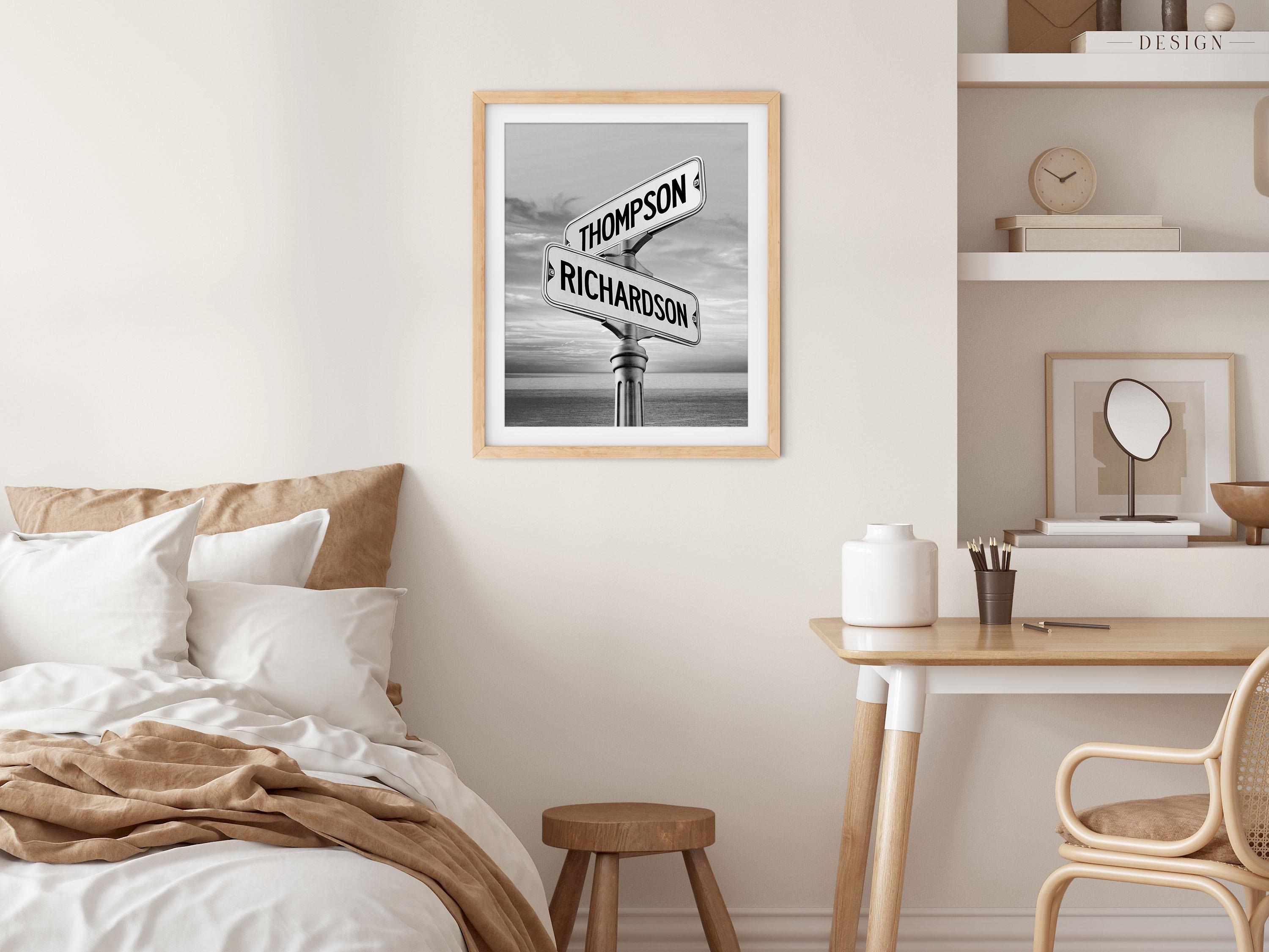 Framed Wedding Street Sign Gift for Couple, Personalized Bridal