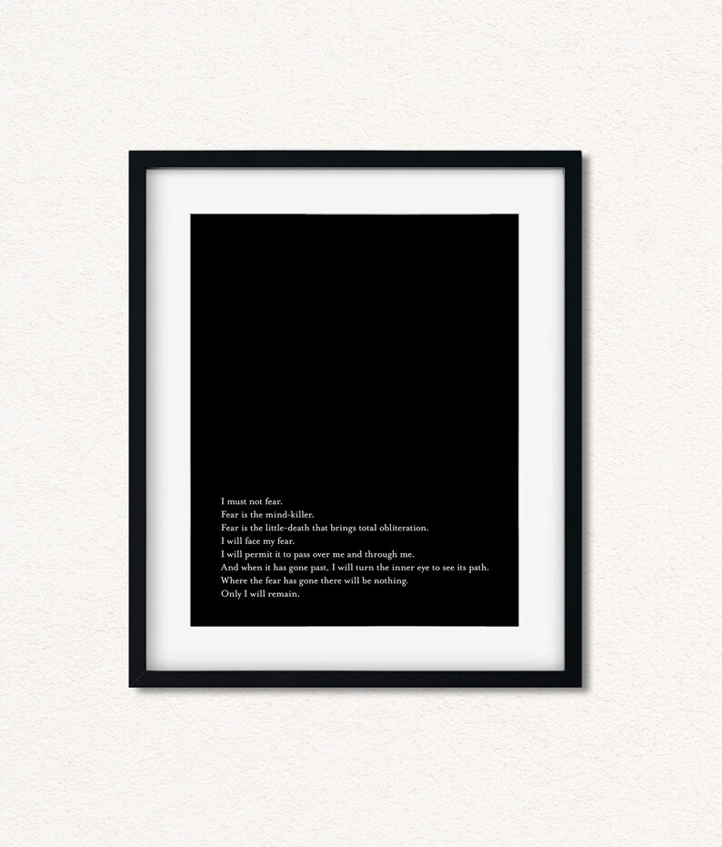 I Must Not Fear Quote, Mental Strength Empowerment Men Decor, Resilience Quote image 6