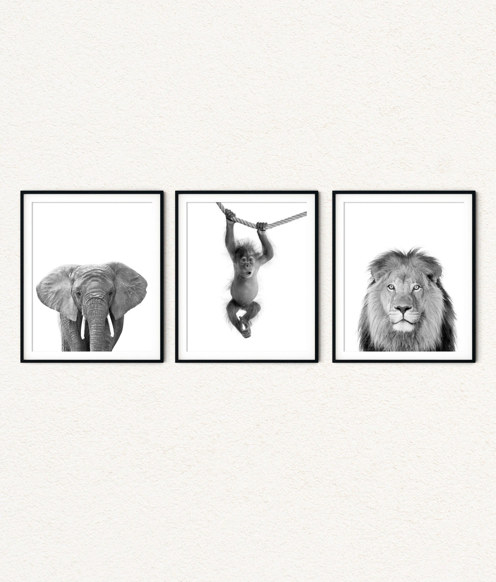 Jungle Nursery Prints Black and White Safari Animal Wall Etsy