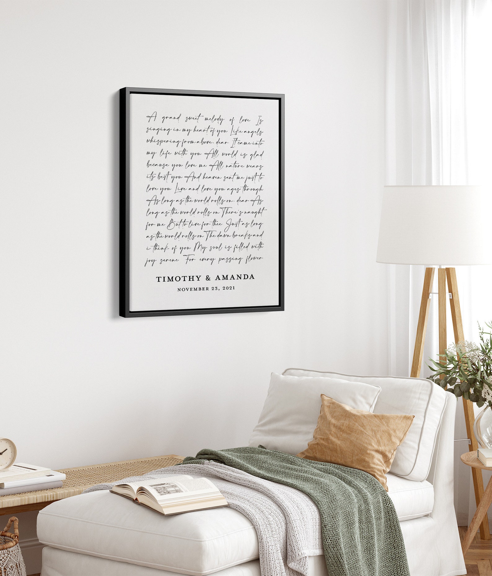 Large Custom Song Lyrics Framed Canvas Art, Personalized Wedding Gift ...