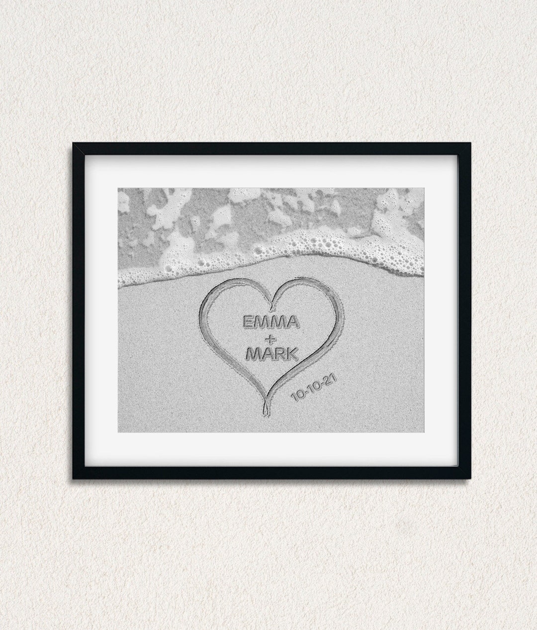 Couples Beach Gift, Beach Anniversary Gift Personalized, Heart in Sand