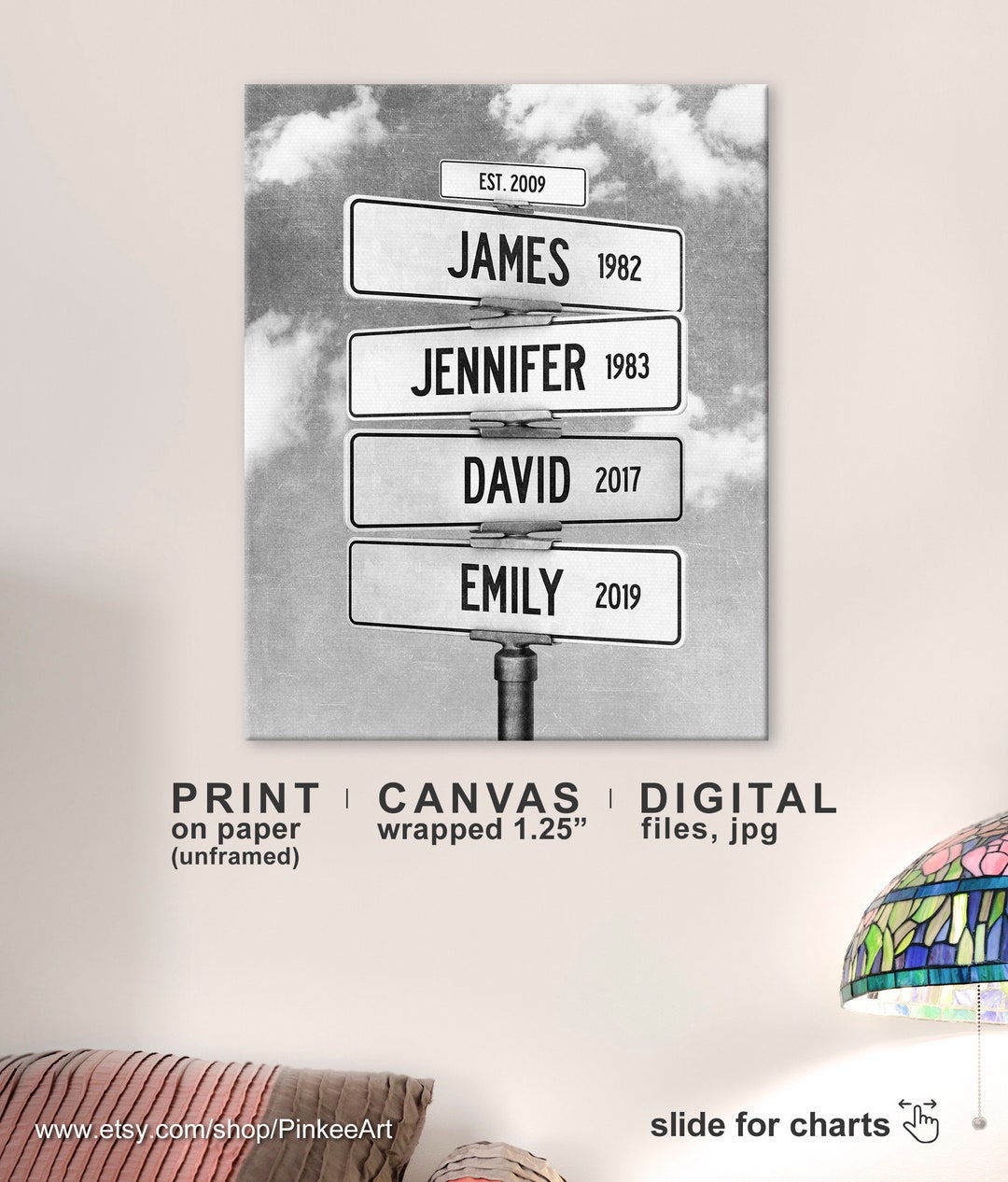Personalized Family Street Sign, Custom Name Art, Anniversary Gift ...