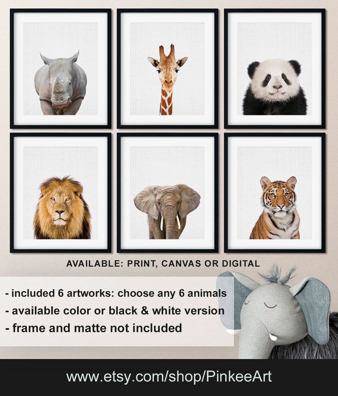 Baby Animal Nursery Prints: Modern Zoo Animal Decor, Set of 6 - Etsy