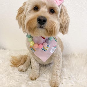 Trendy Rhinestone Dog Necklace Pet Accessories Jewelry for Dogs Necklaces for Dogs Gifts Beaded Dog Collar Birthday Necklace Pastel Rainbow