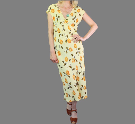 Lovely True Vintage Boho 80's Yellow Floral Rayon