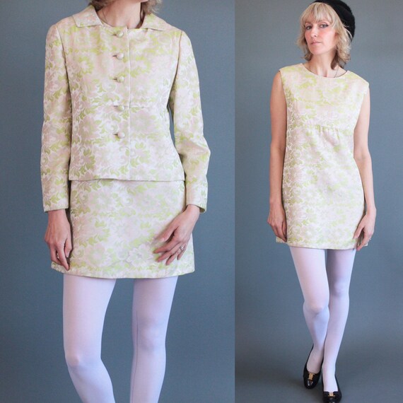 Classic Mod 1960's Sateen Mini Dress with Jacket