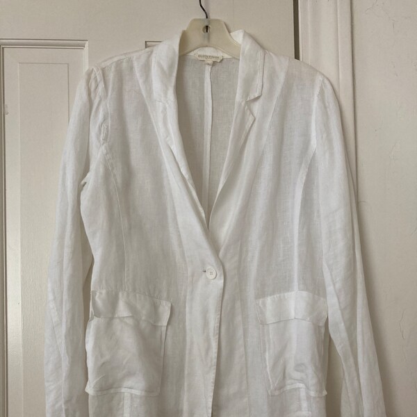 Eileen Fisher White Irish Linen Jacket, Size PS fits USA size 10