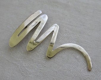 Large Modernist Mexican Scribble Silver Brooch/Pendant, Signed, 925, Zig Zag, Squiggle