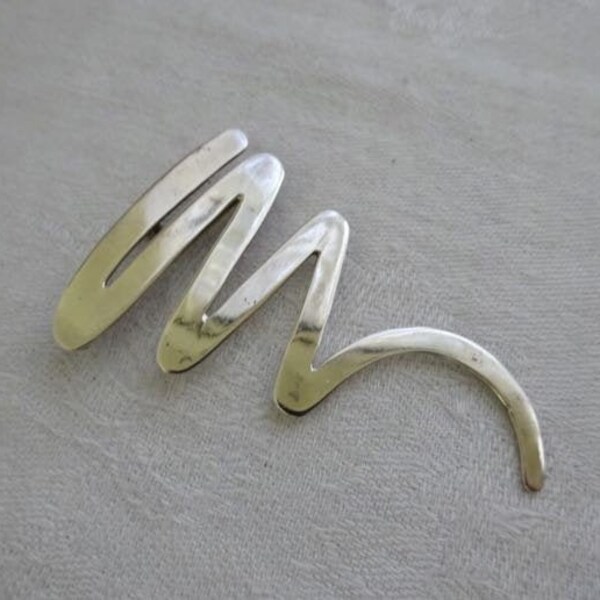 Large Modernist Mexican Scribble Silver Brooch/Pendant, Signed, 925, Zig Zag, Squiggle