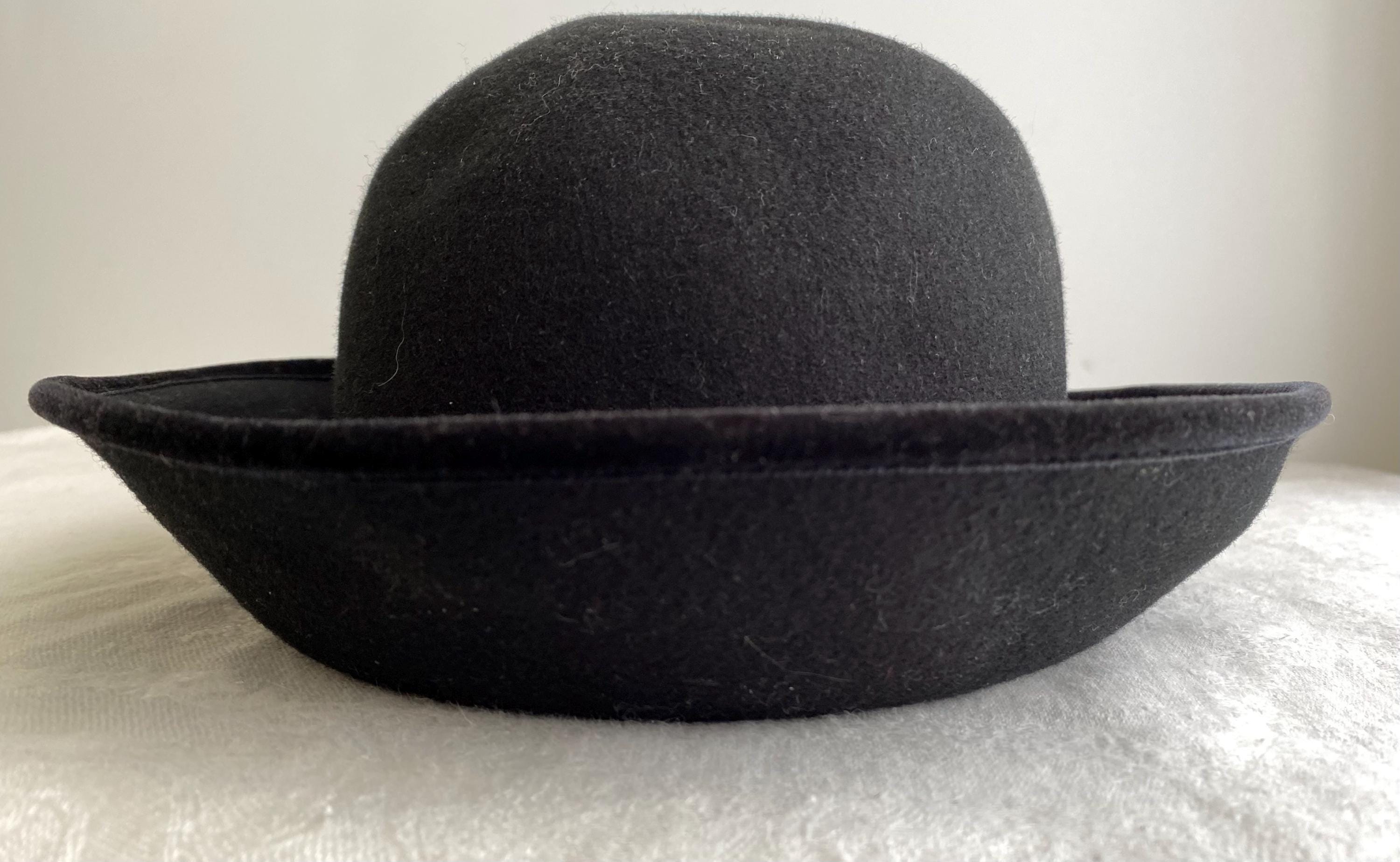 Eric Javits Black Roll Brim Hat With Satin Bow, Wool Fedora  display picture 2