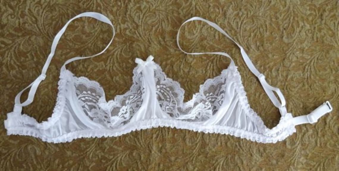 Vintage Quarter Cup Bra White Lace C Sexy Shelf Bra Etsy