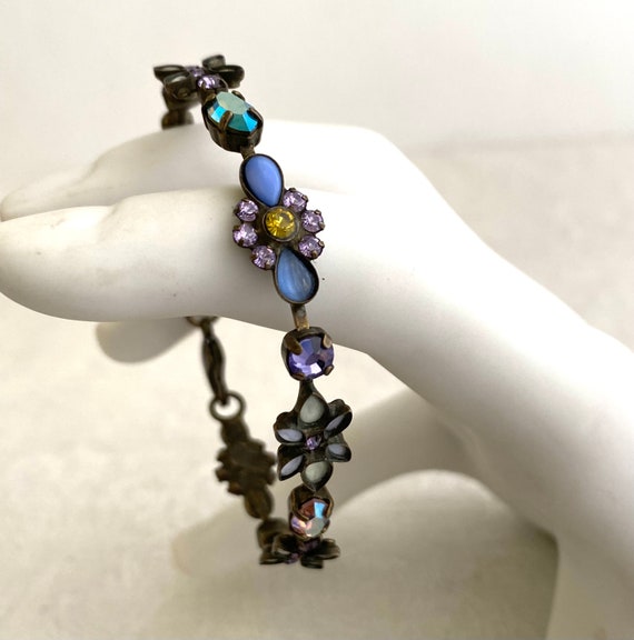 Vintage Sorrelli Bracelet, Multi Stone & Crystals… - image 1