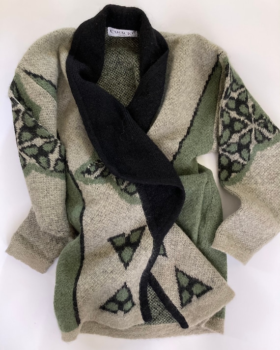 Vintage Italian Knit Cardigan, Sweater Jacket, Moh