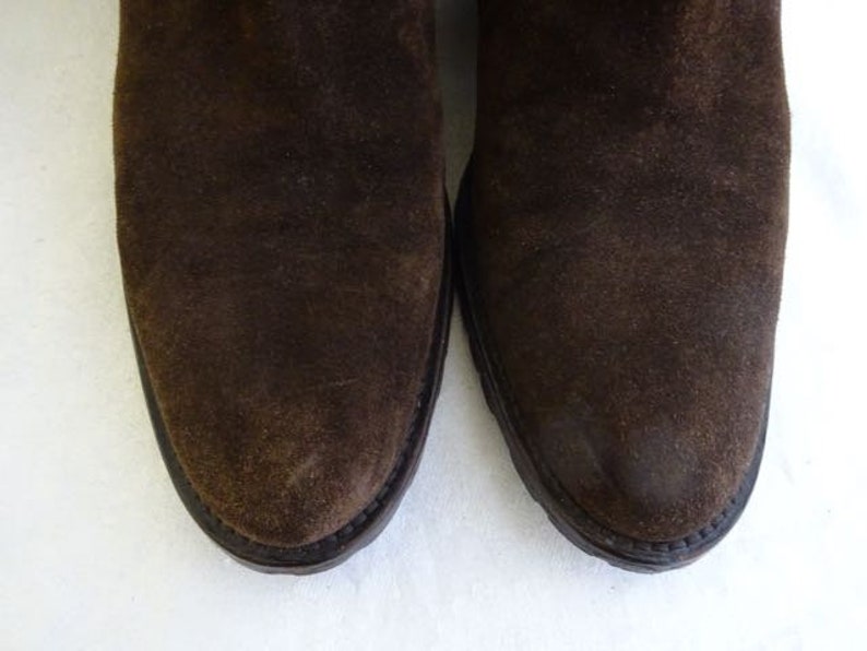 Brown Pebble Leather Zippers Buckles Vintage Fieramosca Moto Boots Suede Made in Italy
