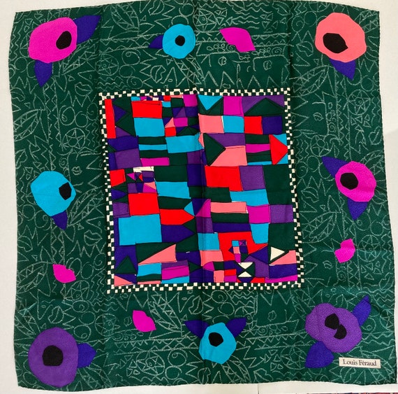 Mid Century Large Rare Louis Féraud Silk Scarf, H… - image 1