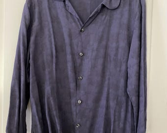 Camisa vintage CP Shades color ciruela/morado con botones, jacquard, talla grande para mujer