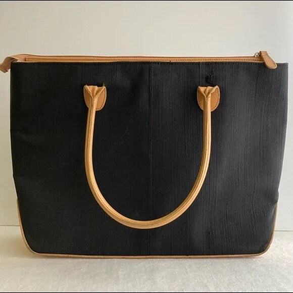 Barneys New York Black Tote W/ Leather Handles - Etsy
