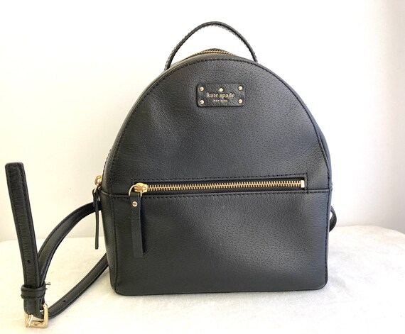 Kate Spade Black Leather Backpack - Etsy UK