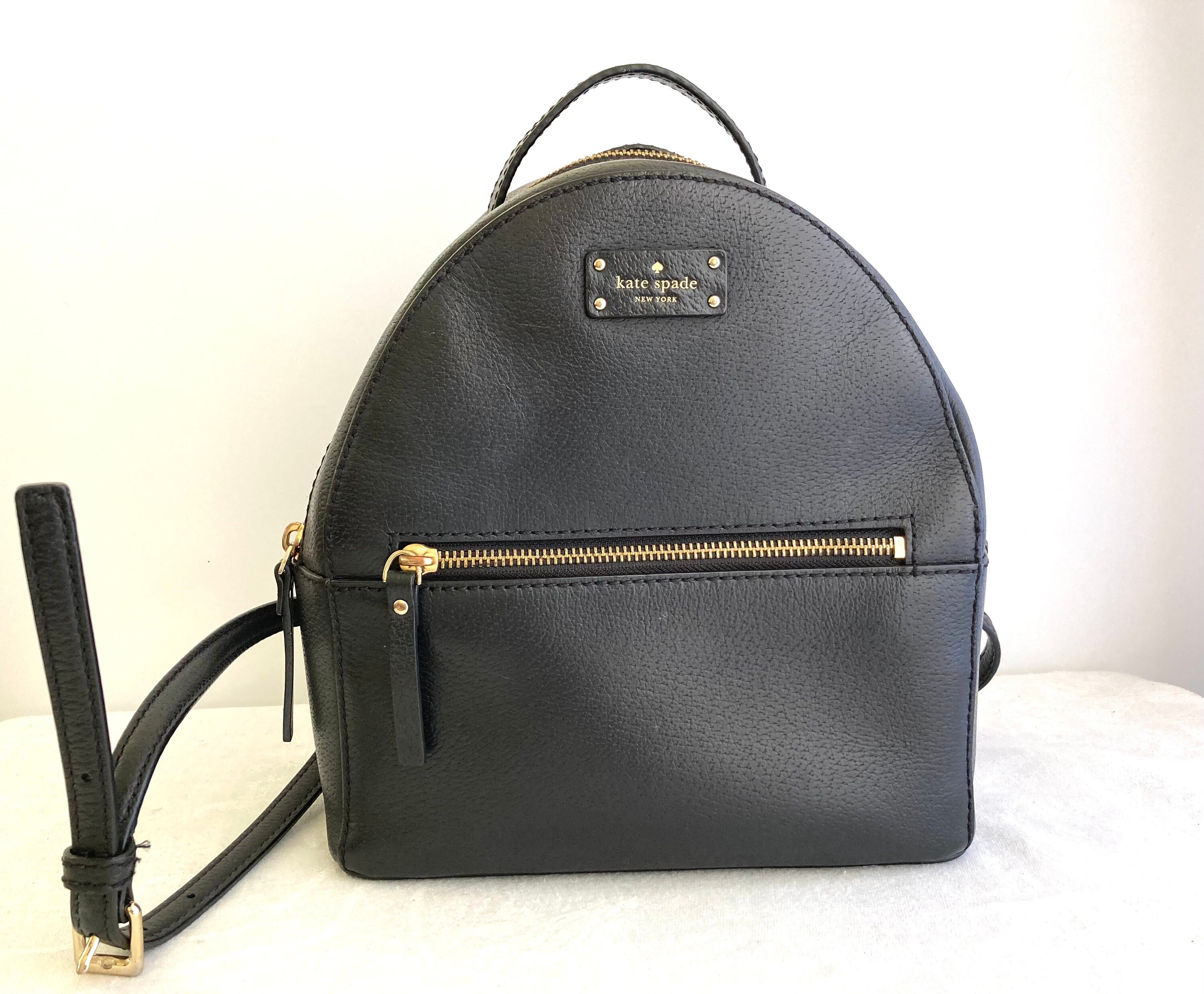 Kate Spade Black Leather Backpack - Etsy