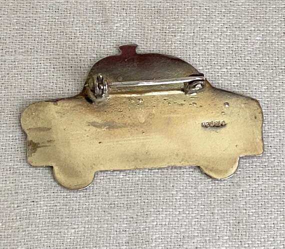 NYC Vintage Taxi Cab Brooch, Sterling Silver - image 3
