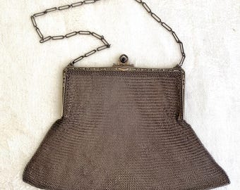 Antique Art Deco Sterling Silver Mesh Evening Bag, 1920's Whiting & Davis Flapper Purse