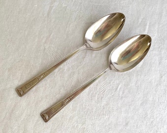 Vintage R. Wallace 1835, Serving Spoons, Soup Spoons, Monogram Letter P, 1920s,  Silver-plate,  Art Deco