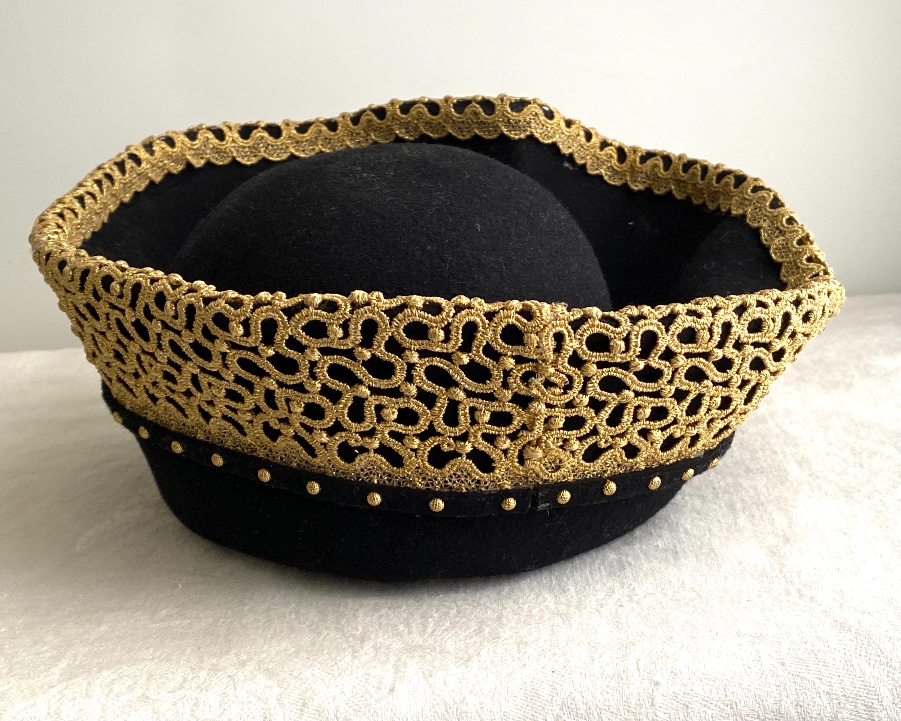 Vintage Jack Mcconnell Black and Gold Hat, Dramatic  display picture 3