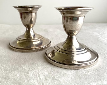 Antique Sterling Silver Candlesticks, Mid Century