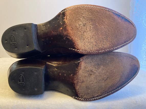 Justin Brown Iguana Cowboy Boots Mens Size 9 Excellent Condition